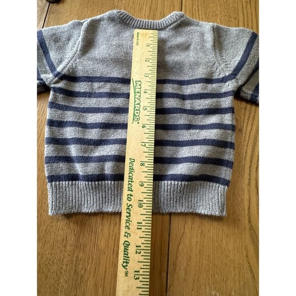 OshKosh Gray & Blue Sweater Boys Size 18 Months Preppy Comfy Classic V Neck - Picture 9 of 10